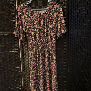 Old Navy Black Floral Midi Dress